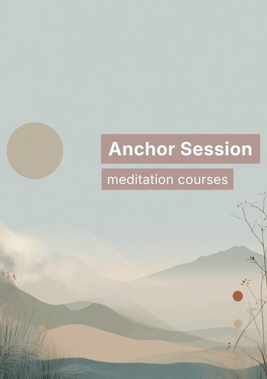 Meditation courses advertisement with a scenic background and 'Anchor Session' text.