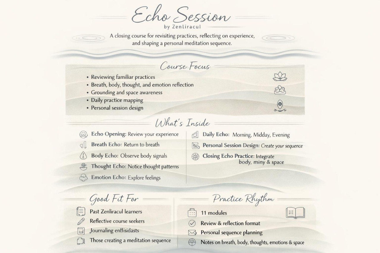 Course outline for 'Echo Session' by Zeniracal on a light background