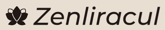 A black stylized flower icon next to the word 'Zenliracul' in dark brown text on a light beige background.